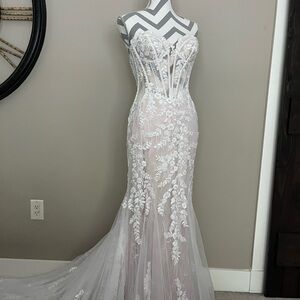 Maggie Sottero Lace Wedding Dress in White and Cream